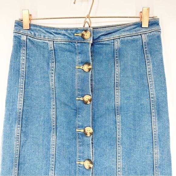 Anthropologie Pilcro & the letterpress Button Front Denim Pencil Midi - Picture 5 of 9